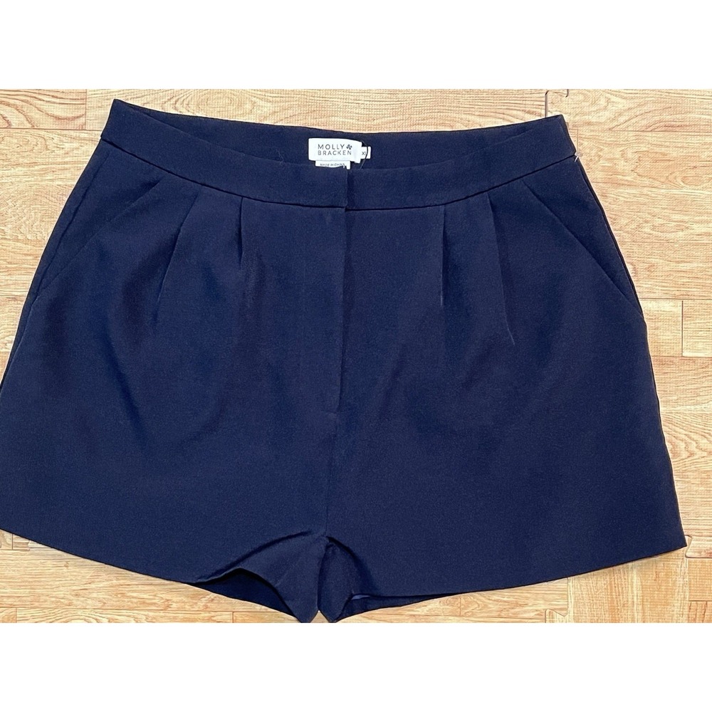 Molly Bracken Navy Tailored Shorts Women's Size XL High Rise Pleated